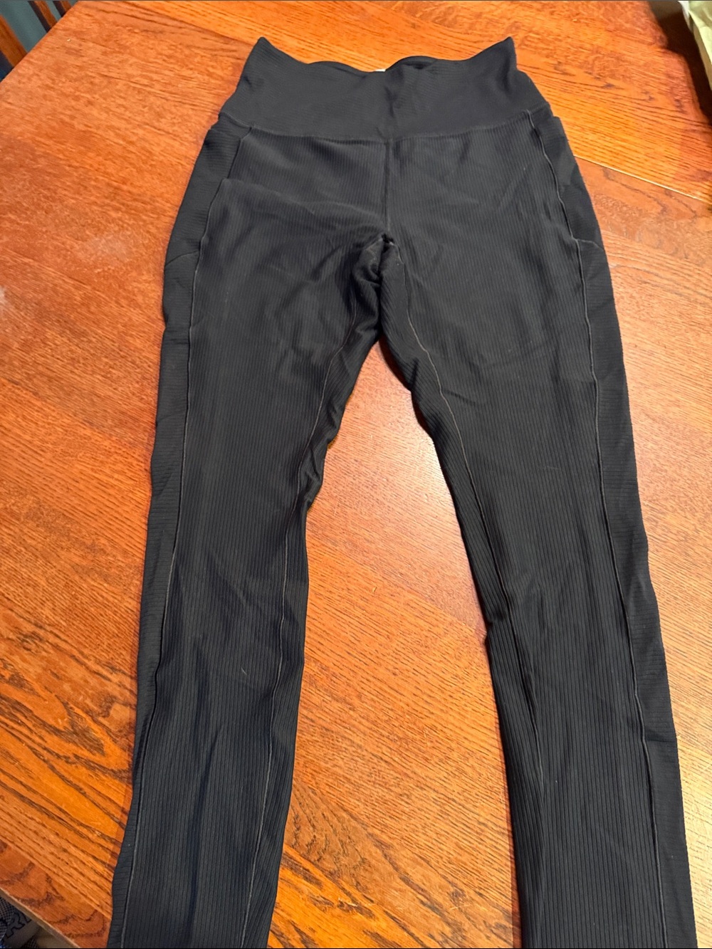 RHONE Black Ribbed High-Waist Leggings